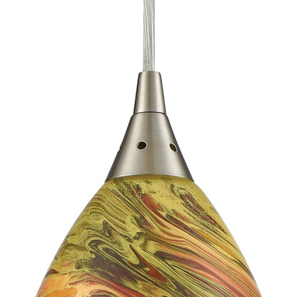 ELK SHOWROOM 10630/1 Collanino 5'' Wide 1-Light Pendant - Satin Nickel with Lava Swirl Blown Glass