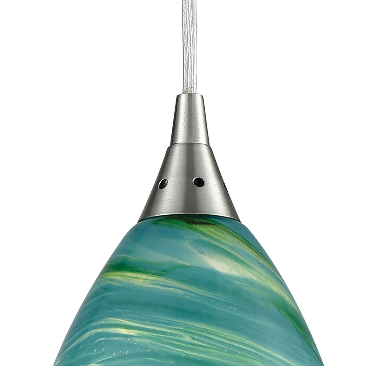 ELK SHOWROOM 10650/1 Collanino 5'' Wide 1-Light Pendant - Satin Nickel with Aqua Swirl Glass