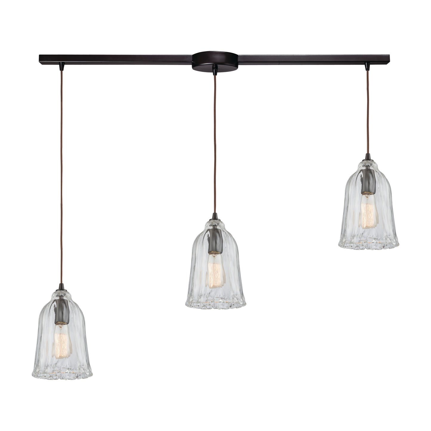 ELK SHOWROOM 10671/3L Hand Formed Glass 38'' Wide 3-Light Mini Pendant - Oil Rubbed Bronze