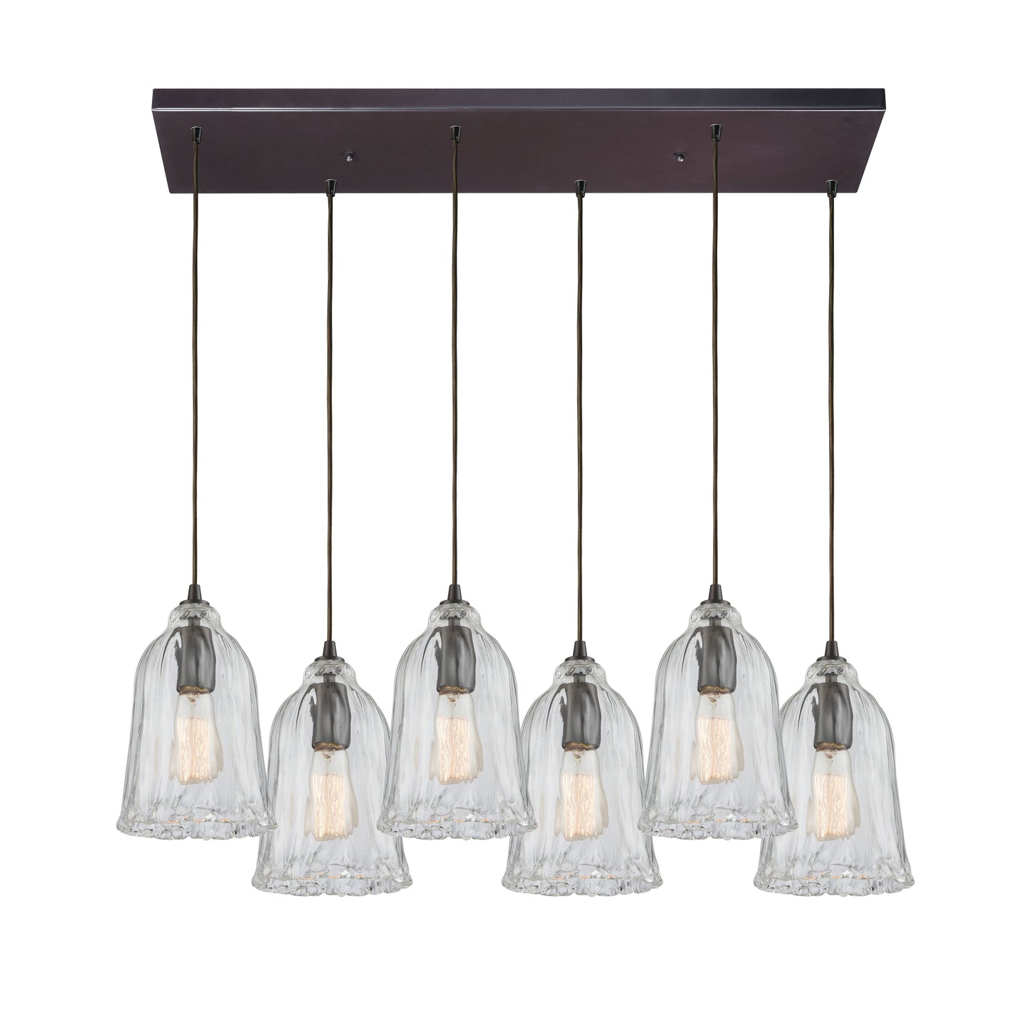 ELK SHOWROOM 10671/6RC Hand Formed Glass 32'' Wide 6-Light Mini Pendant - Oil Rubbed Bronze