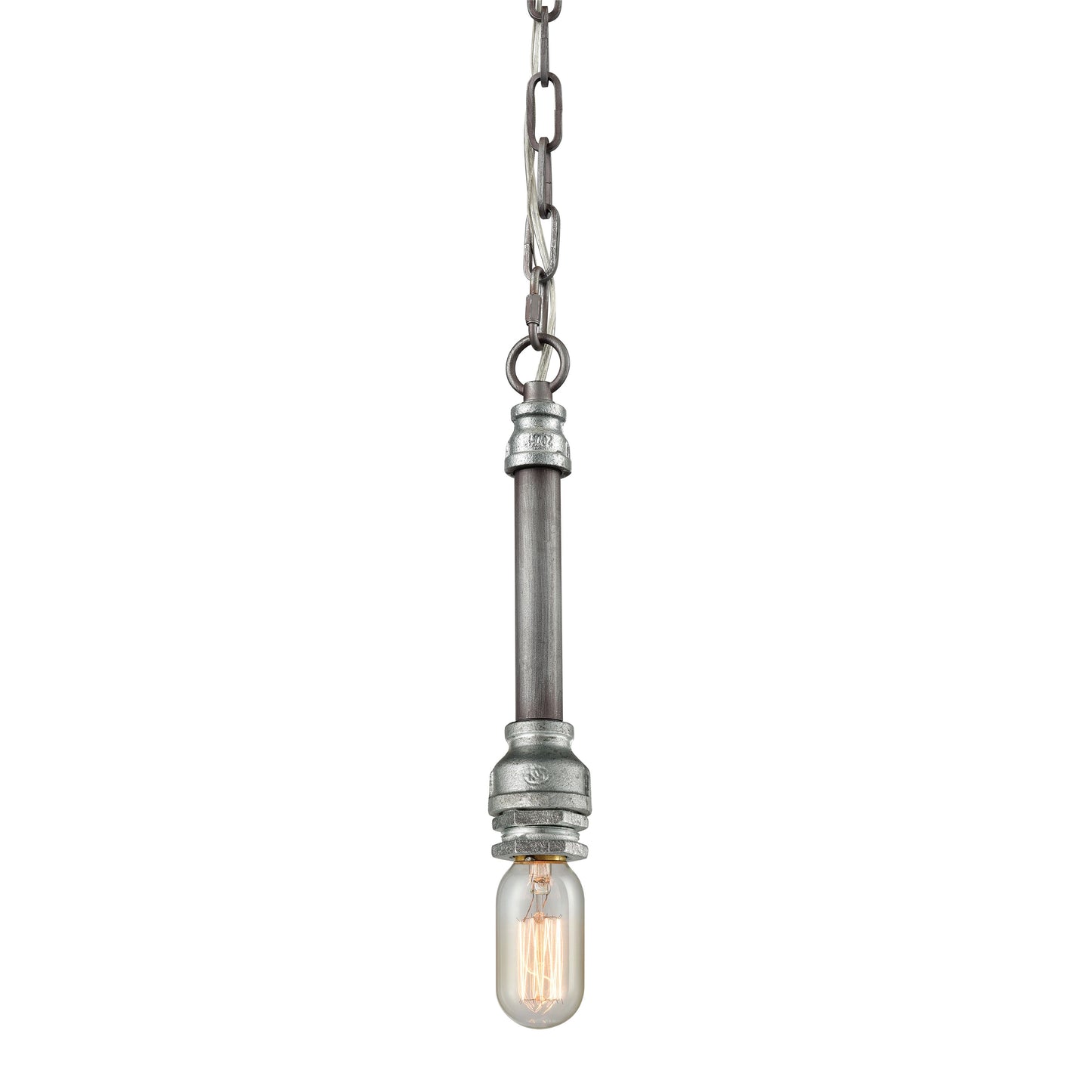 ELK SHOWROOM 10688/1 Cast Iron Pipe 2'' Wide 1-Light Mini Pendant - Weathered Zinc