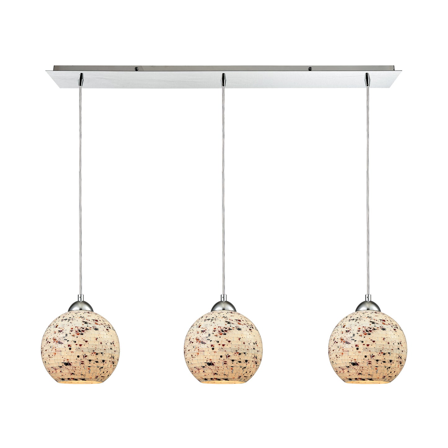 ELK SHOWROOM 10741/3LP Spatter 3-Light Linear Mini Pendant Fixture in Polished Chrome with Spatter Mosaic Glass