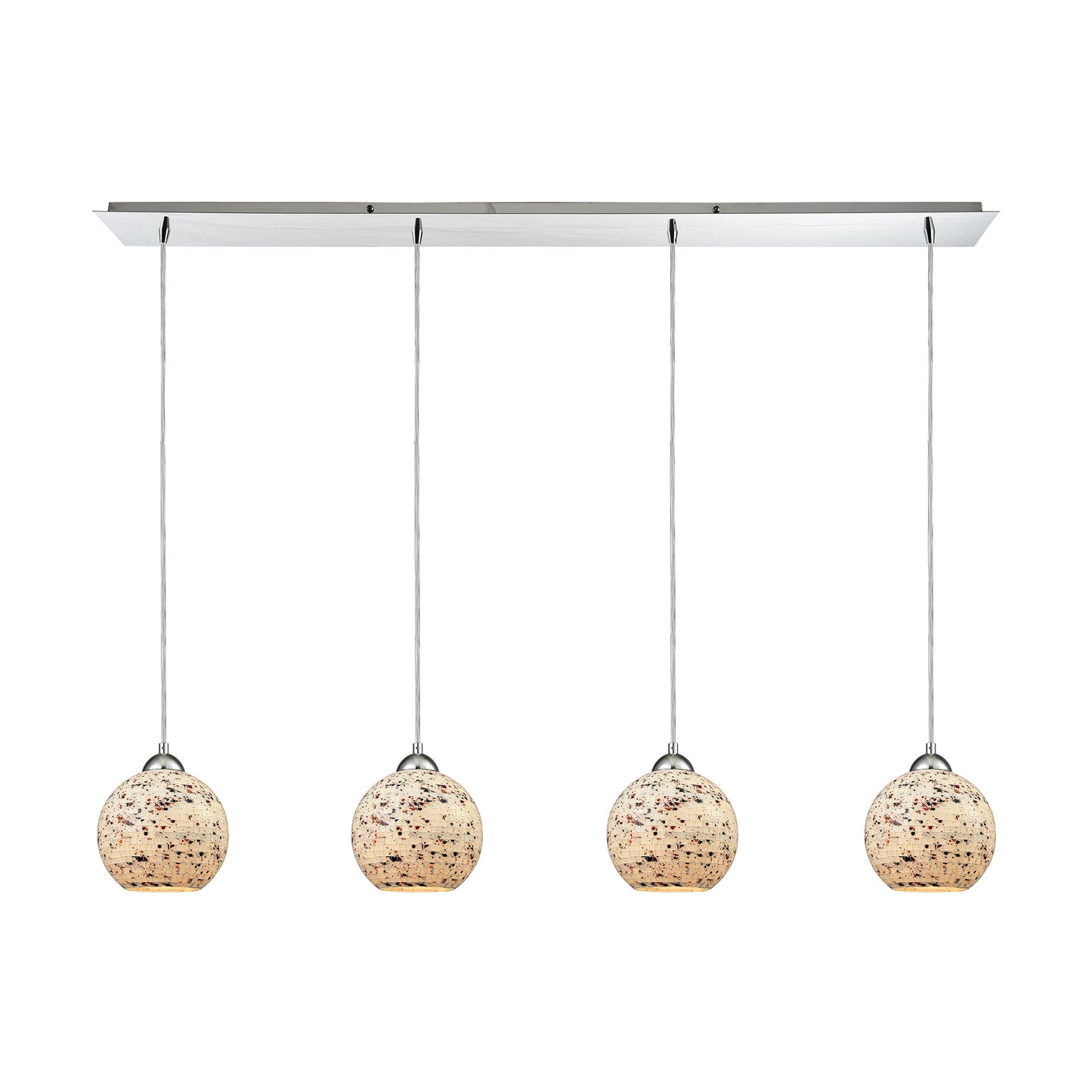 ELK SHOWROOM 10741/4LP Spatter 4-Light Linear Pendant Fixture in Polished Chrome with Spatter Mosaic Glass