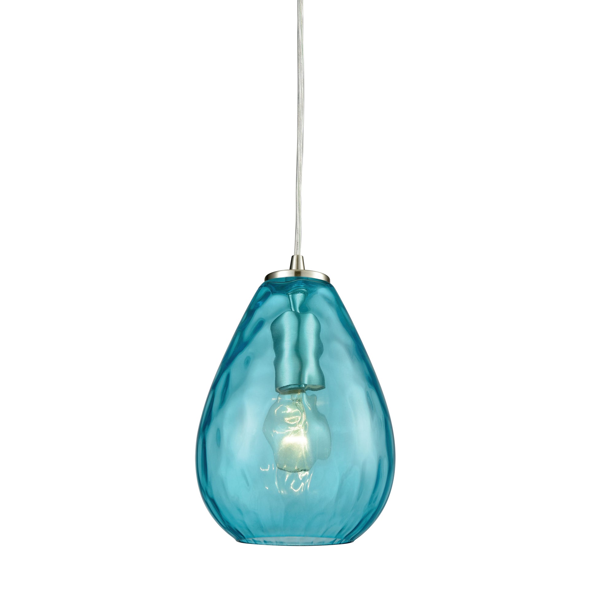 ELK SHOWROOM 10770/1 Lagoon 6'' Wide 1-Light Pendant - Satin Nickel with Aqua