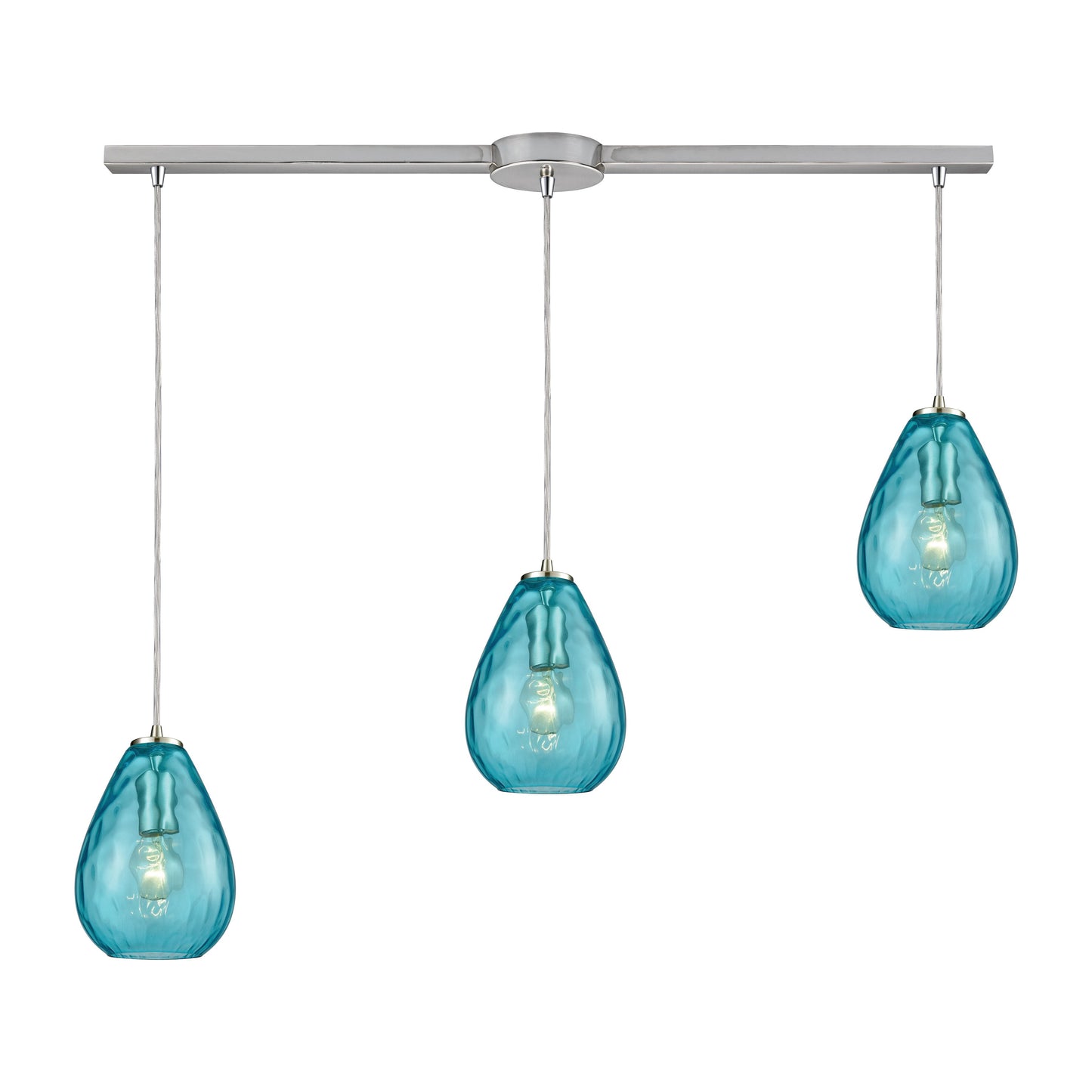 ELK SHOWROOM 10770/3L Lagoon 36'' Wide 3-Light Slim Pendant - Satin Nickel with Aqua