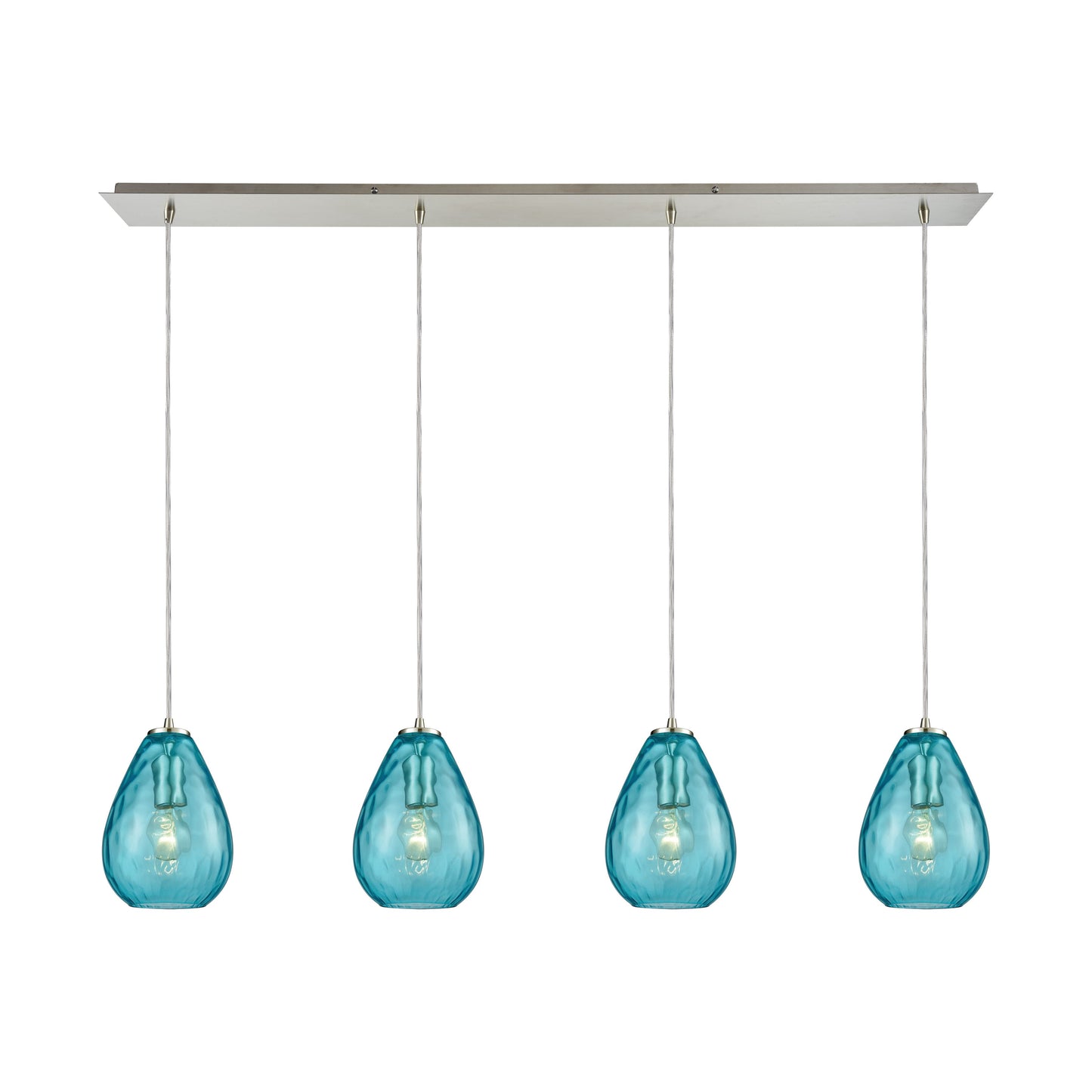 ELK SHOWROOM 10770/4LP Lagoon 46'' Wide 4-Light Pendant - Satin Nickel with Aqua