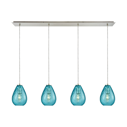 ELK SHOWROOM 10770/4LP Lagoon 46'' Wide 4-Light Pendant - Satin Nickel with Aqua