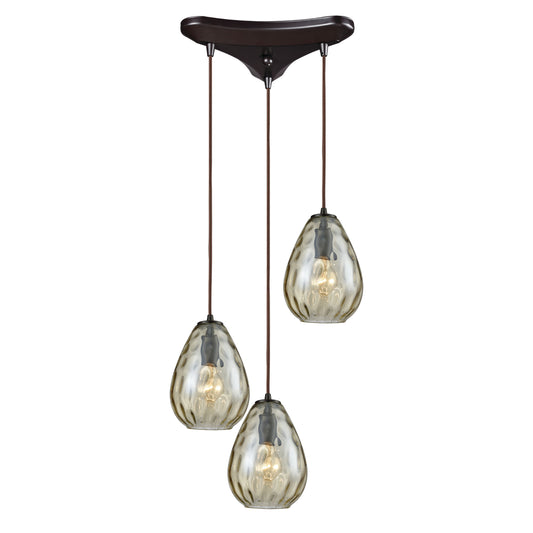 ELK SHOWROOM 10780/3 Lagoon 10'' Wide 3-Light Pendant - Oil Rubbed Bronze with Champagne