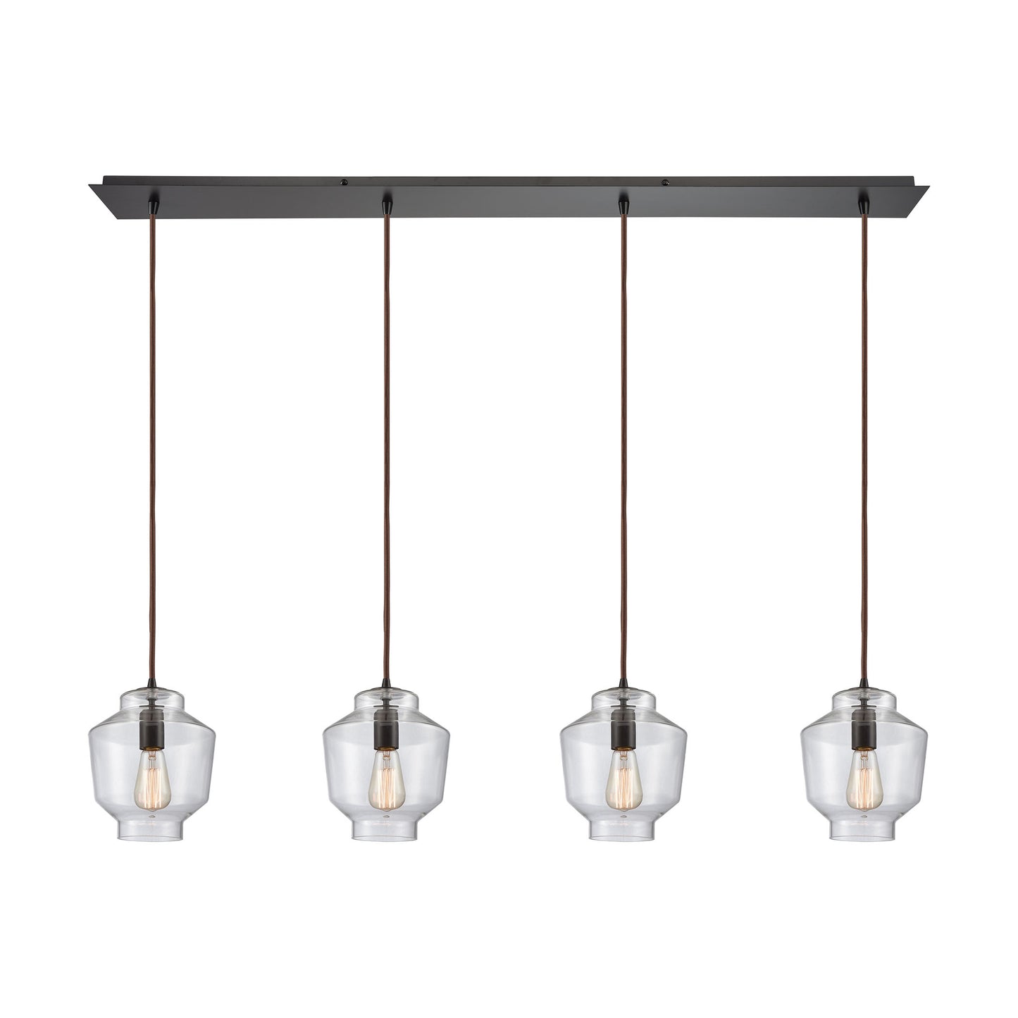 ELK SHOWROOM 10905/4LP Barrel 4-Light Linear Pendant Fixture in Oil Rubbed Bronze with Clear Blown Glass