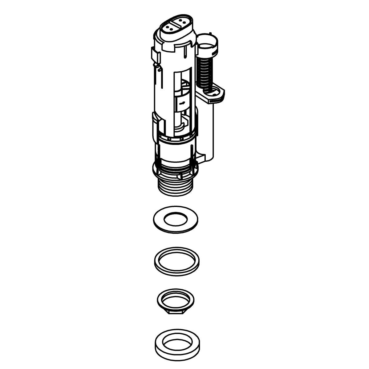 KOHLER Assembly, Flush Valve - Satin Chrome with Polished Chrome Accents, K-1095687-SC
