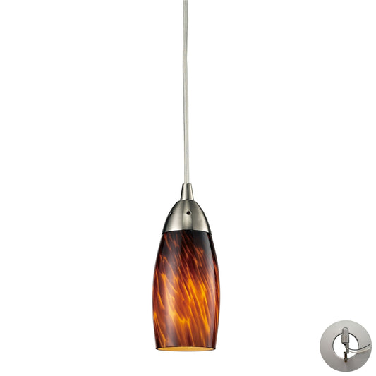 ELK SHOWROOM 110-1ES-LA Milan 3'' Wide 1-Light Pendant - Satin Nickel with Espresso Glass (Includes Adapter Kit)