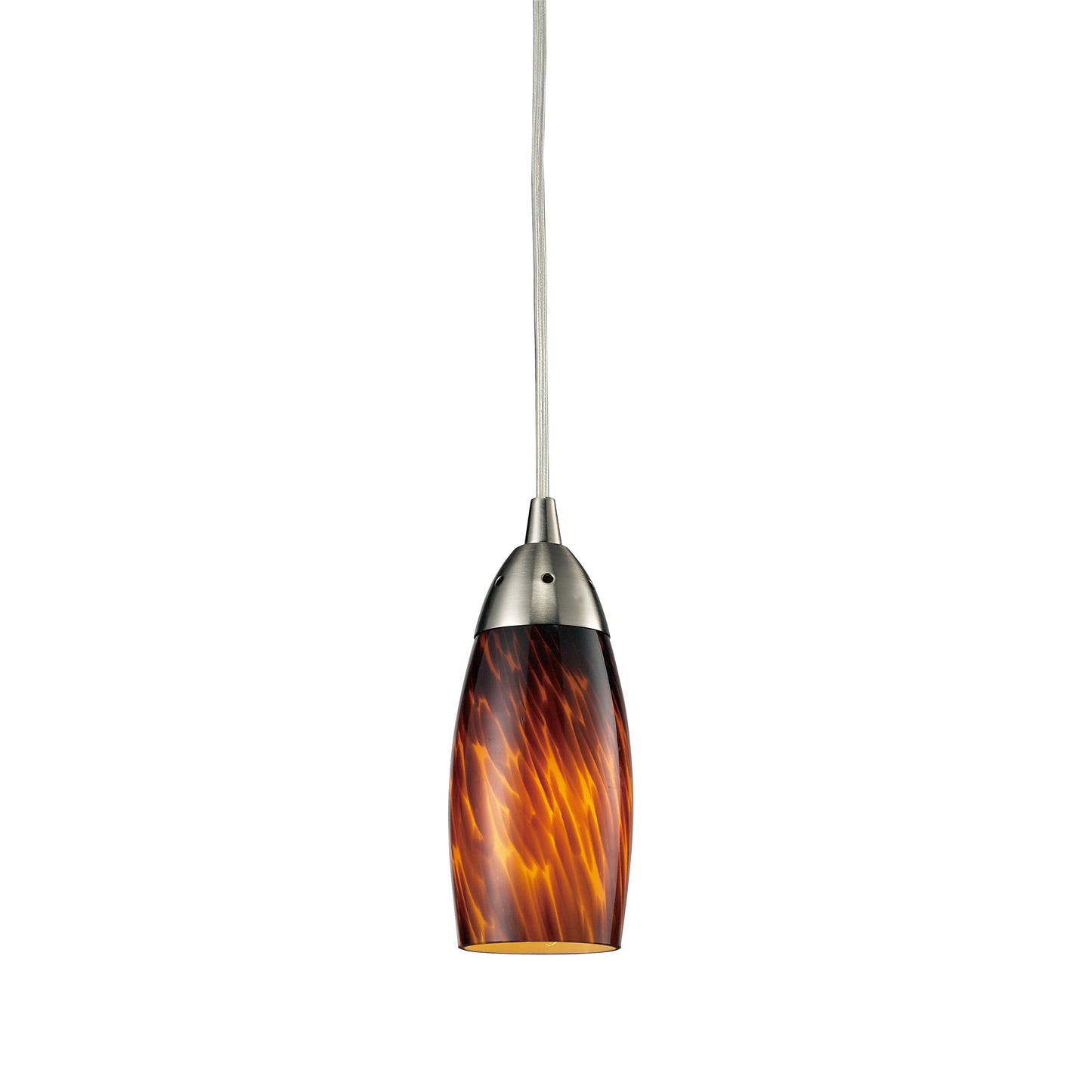 ELK SHOWROOM 110-1ES-LED Milan 3'' Wide 1-Light Pendant - Satin Nickel with Espresso Glass (LED)