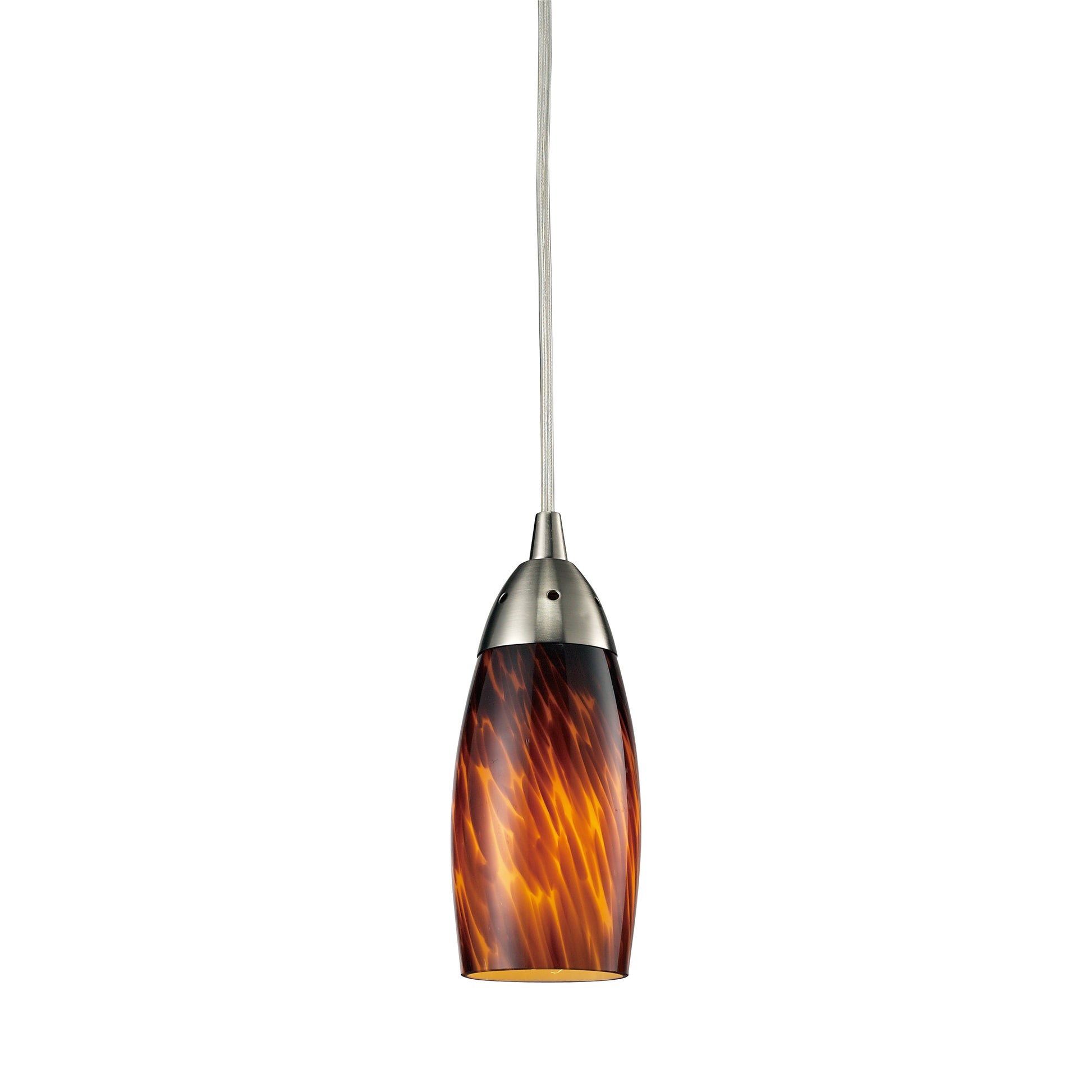 ELK SHOWROOM 110-1ES Milan 3'' Wide 1-Light Pendant - Satin Nickel with Espresso Glass