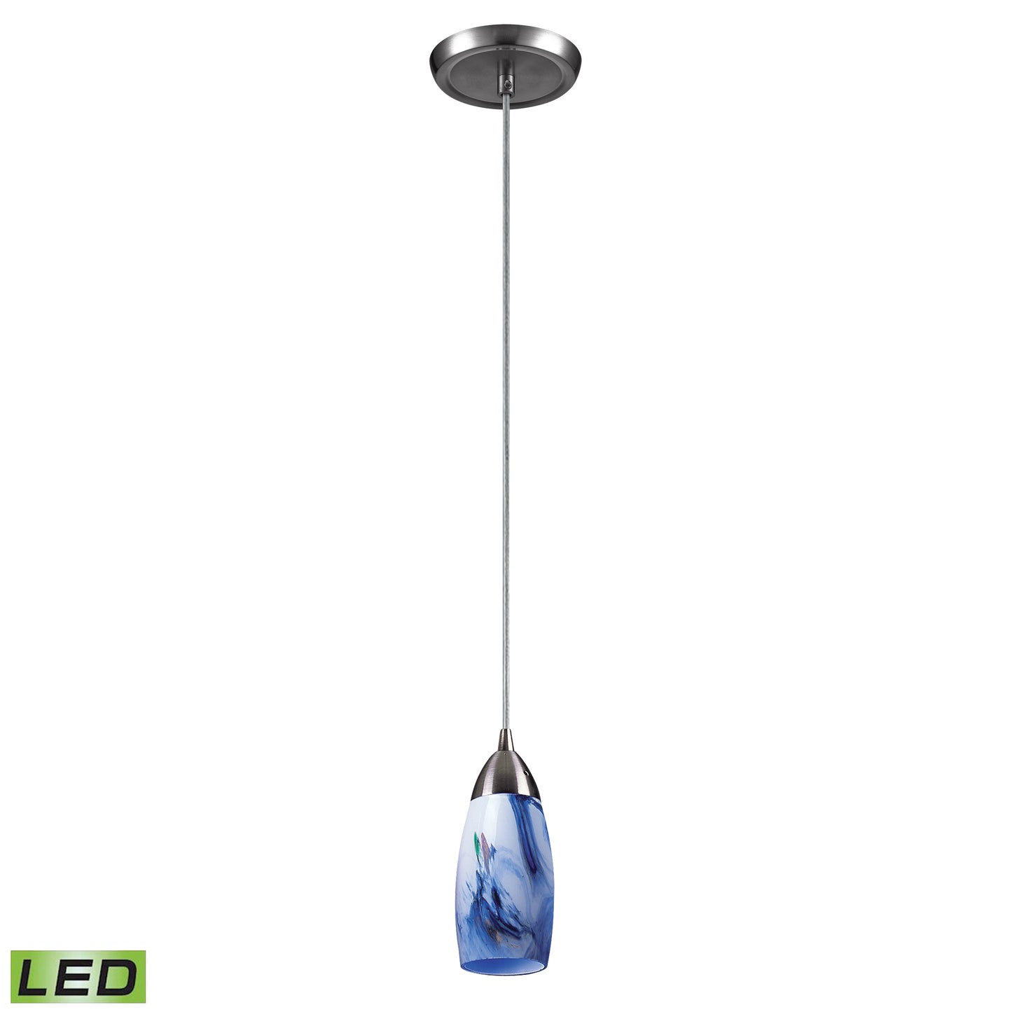 ELK SHOWROOM 110-1MT-LED Milan 3'' Wide 1-Light Pendant - Satin Nickel with Mountain Glass (LED)