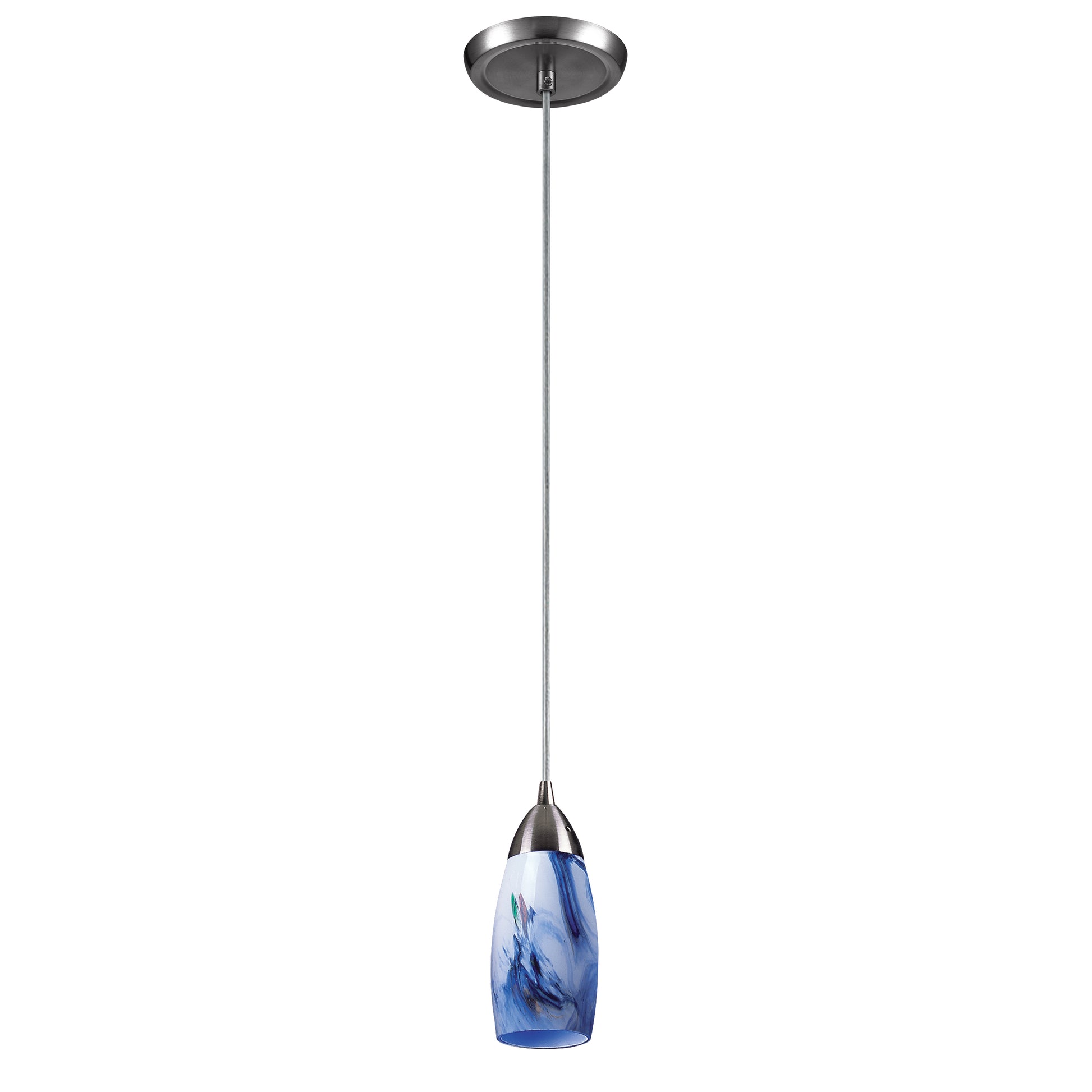 ELK SHOWROOM 110-1MT Milan 3'' Wide 1-Light Pendant - Satin Nickel with Mountain Glass