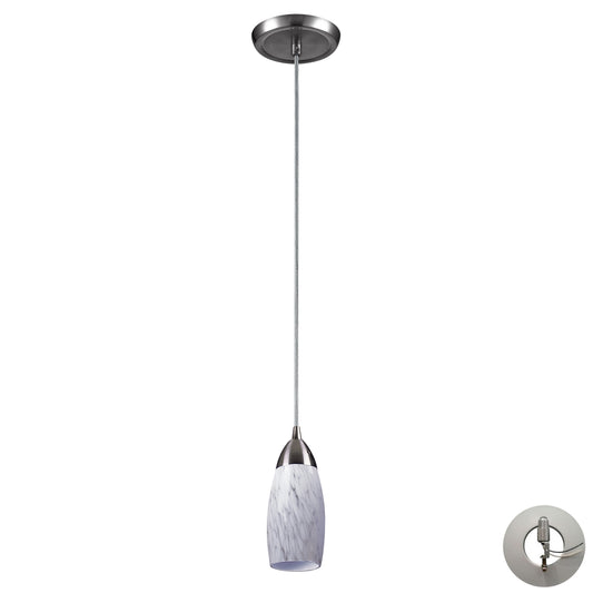 ELK SHOWROOM 110-1SW-LA Milan 3'' Wide 1-Light Pendant - Satin Nickel with Snow White Glass (Includes Adapter Kit)