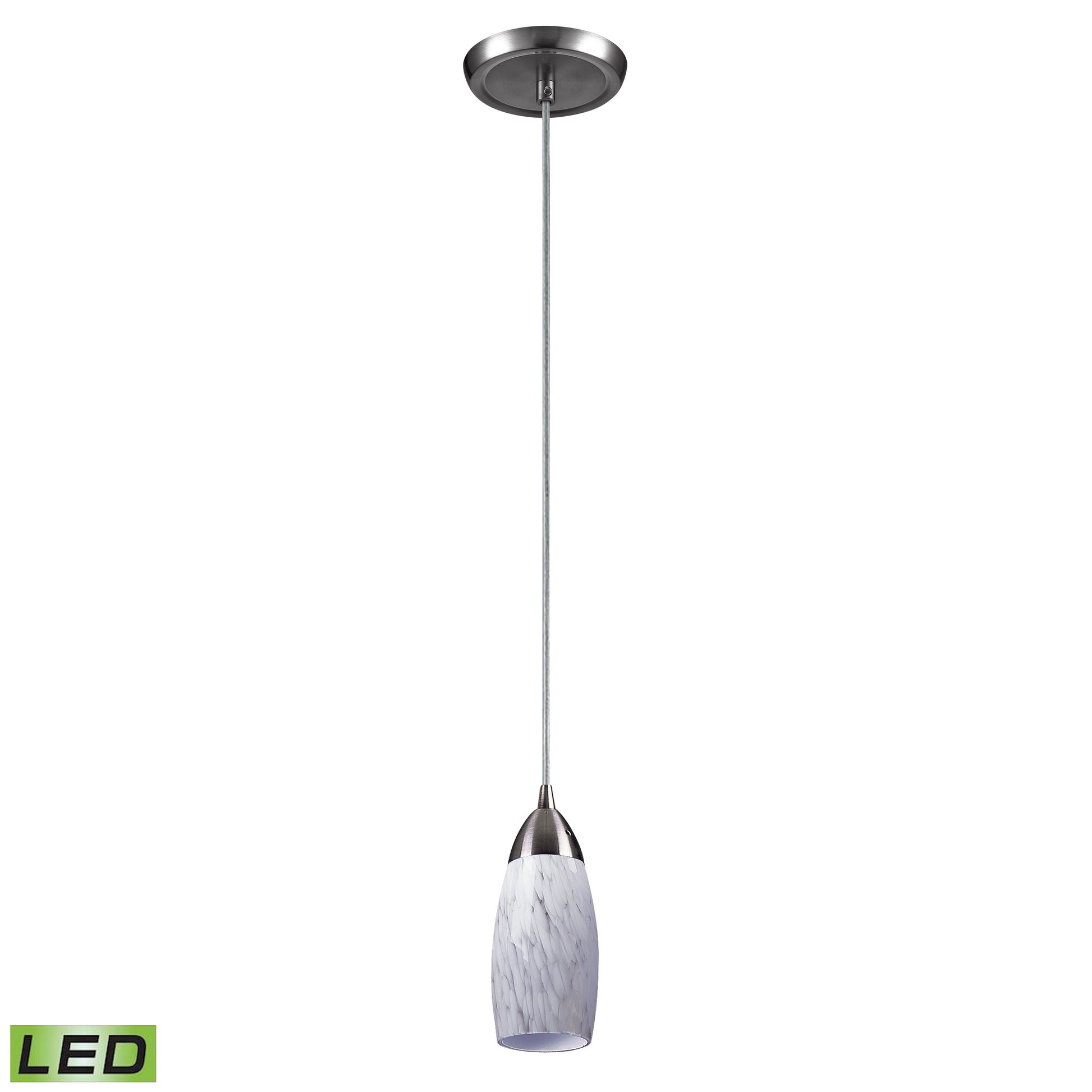 ELK SHOWROOM 110-1SW-LED Milan 3'' Wide 1-Light Pendant - Satin Nickel with Snow White Glass (LED)