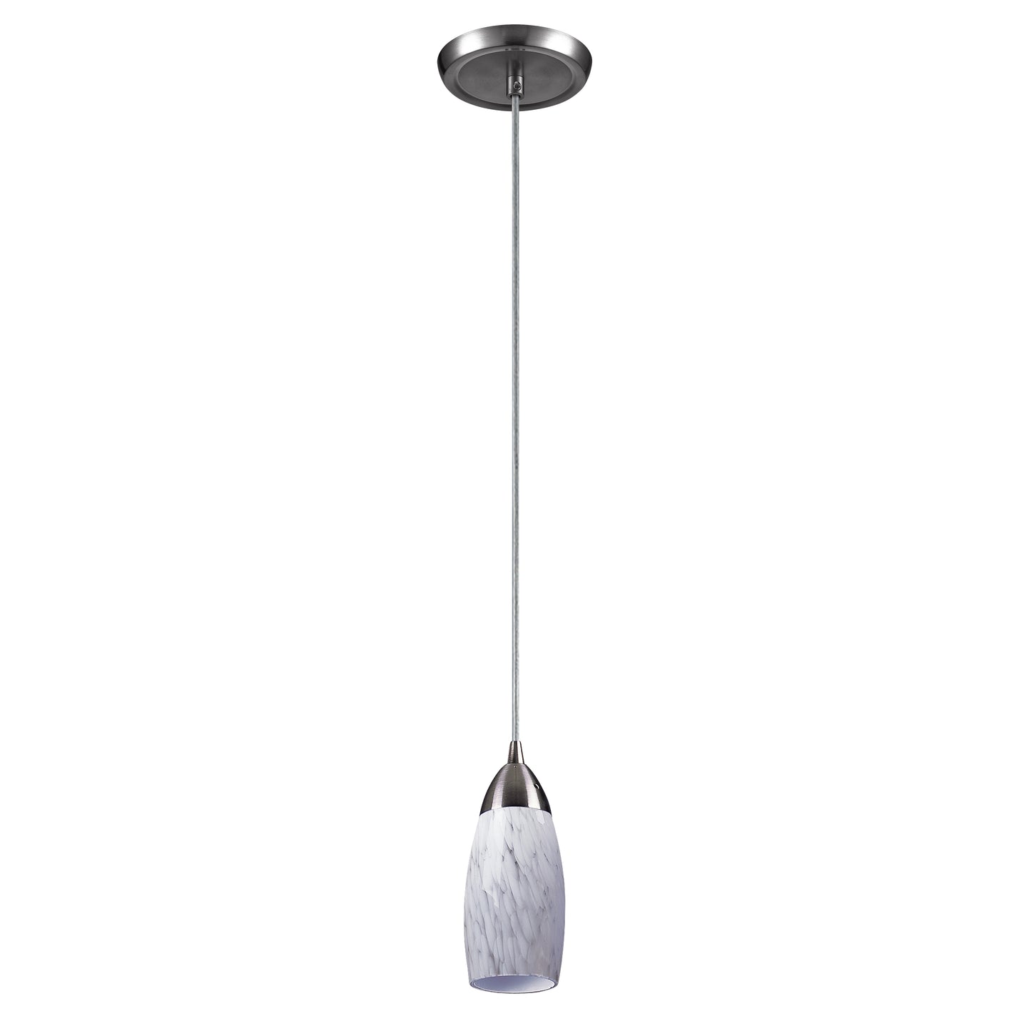 ELK SHOWROOM 110-1SW Milan 3'' Wide 1-Light Pendant - Satin Nickel with Snow White Glass