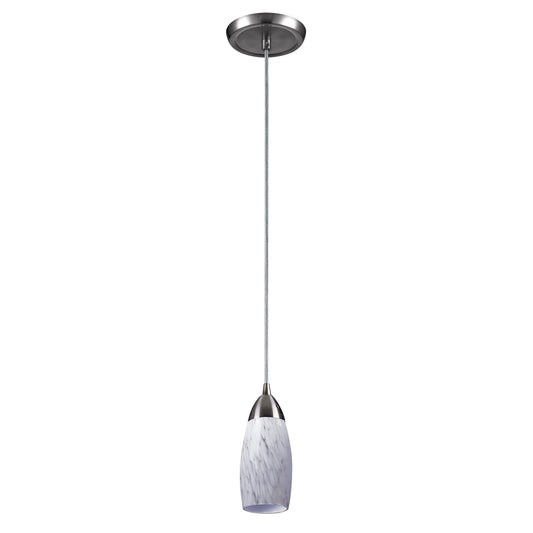 ELK SHOWROOM 110-1SW Milan 3'' Wide 1-Light Pendant - Satin Nickel with Snow White Glass