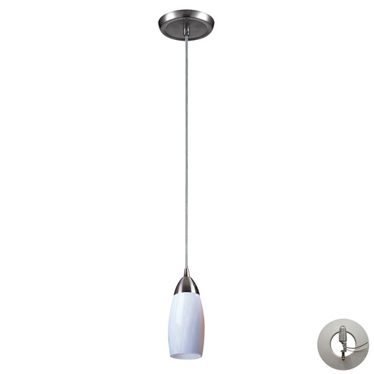 ELK SHOWROOM 110-1WH-LA Milan 3'' Wide 1-Light Pendant - Satin Nickel with Simple White Glass (Includes Adapter Kit)