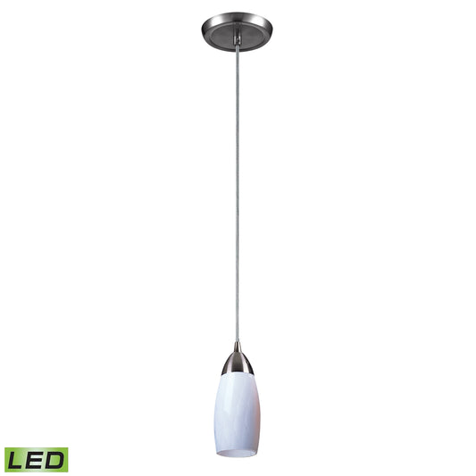 ELK SHOWROOM 110-1WH-LED Milan 3'' Wide 1-Light Pendant - Satin Nickel with Simple White Glass (LED)