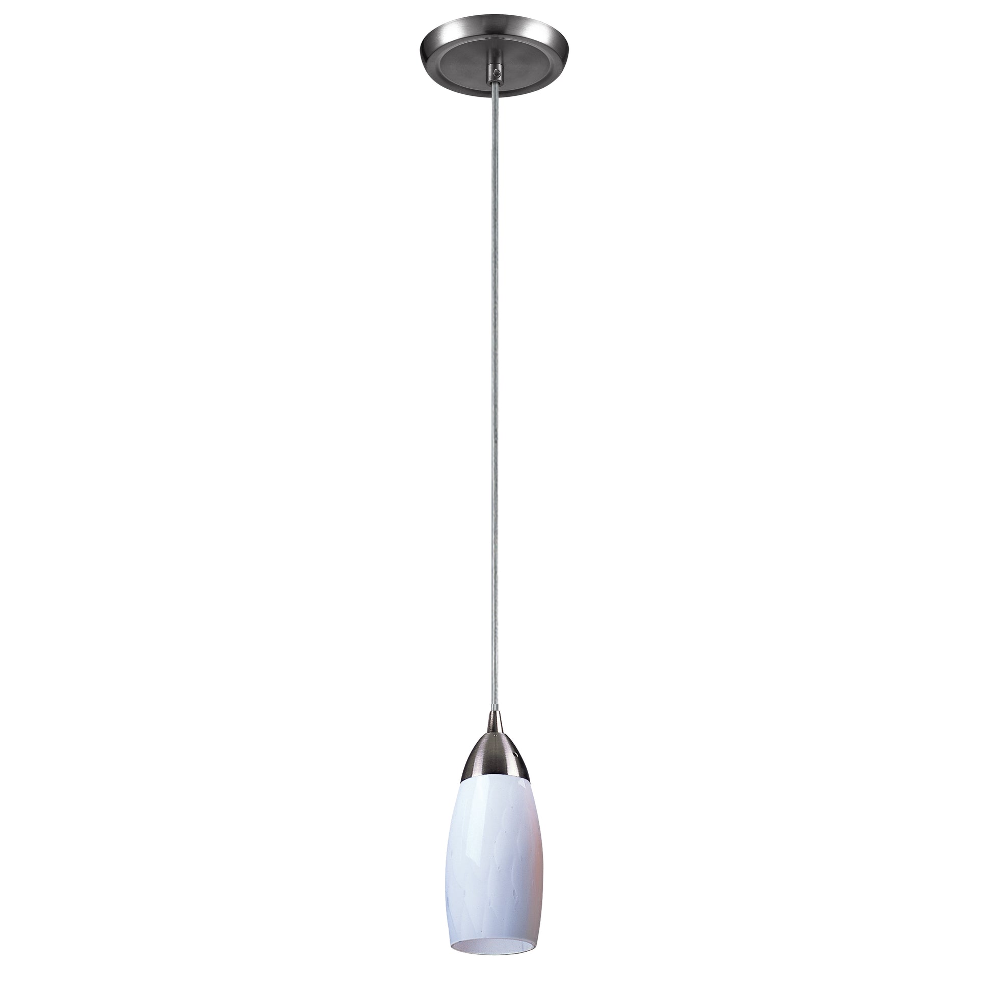 ELK SHOWROOM 110-1WH Milan 3'' Wide 1-Light Pendant - Satin Nickel with Simple White Glass