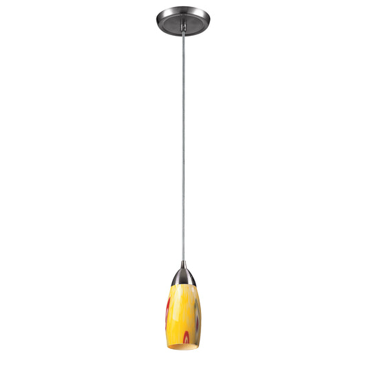 ELK SHOWROOM 110-1YW Milan 3'' Wide 1-Light Pendant - Satin Nickel with Yellow Blaze Glass