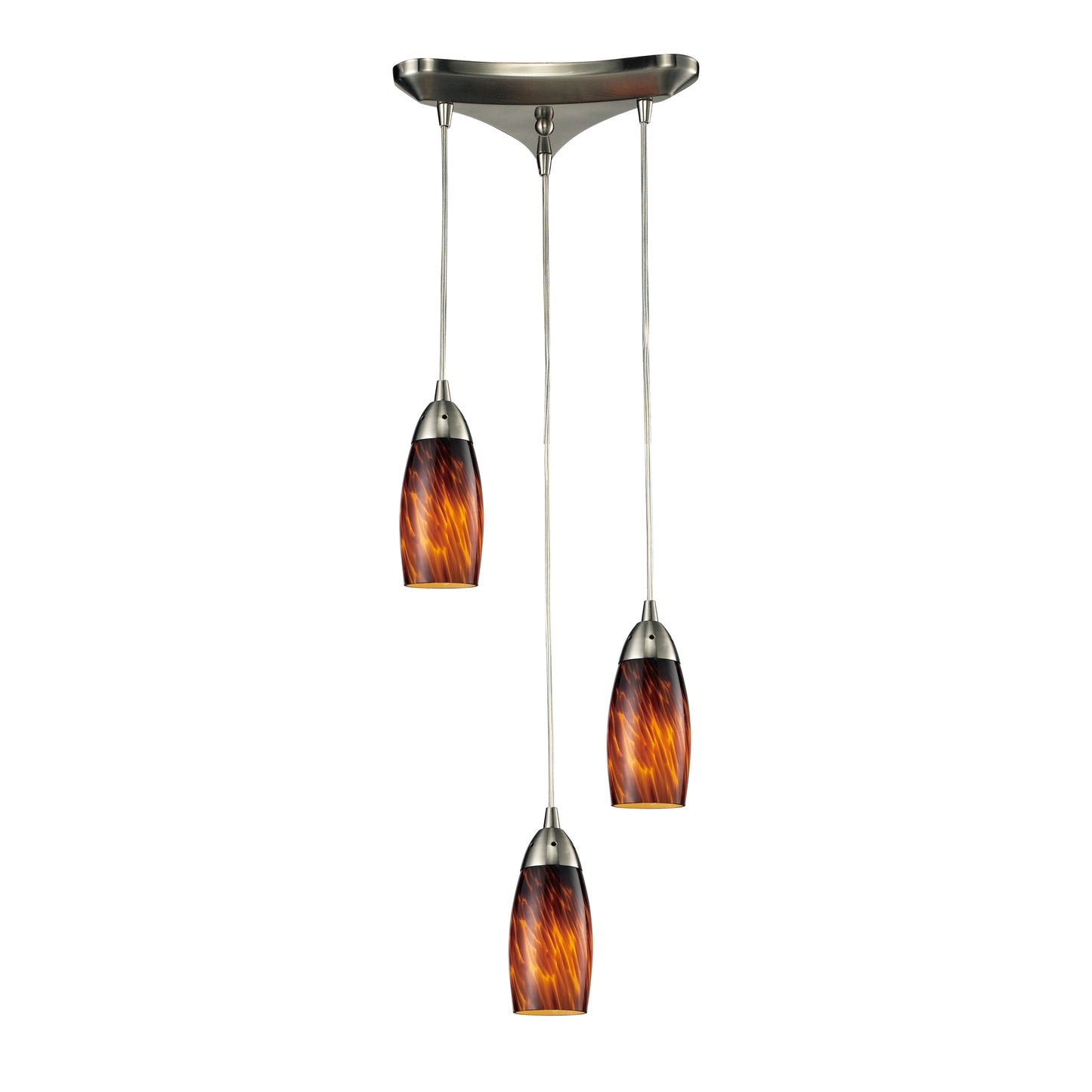 ELK SHOWROOM 110-3ES Milan 10'' Wide 3-Light Pendant - Satin Nickel with Espresso Glass