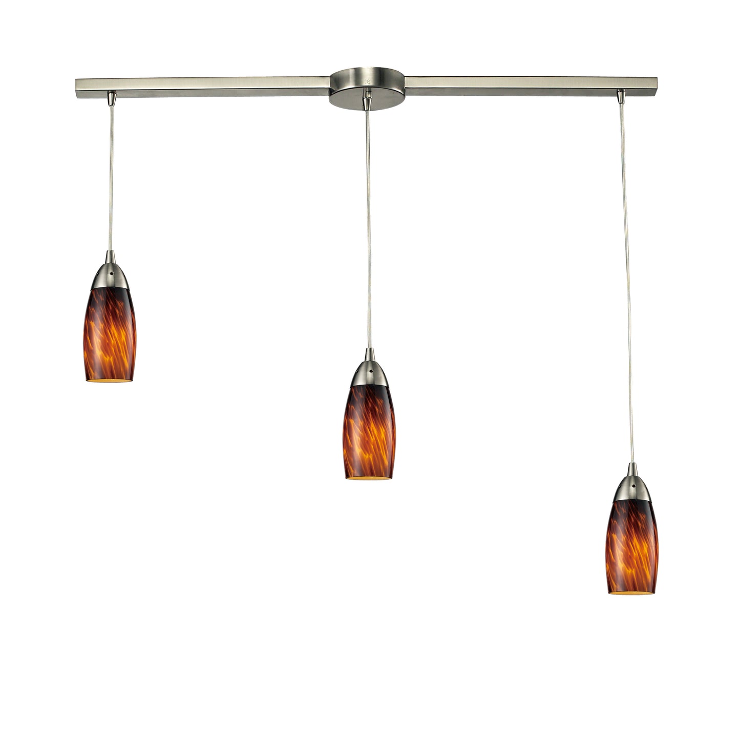 ELK SHOWROOM 110-3L-ES Milan 36'' Wide 3-Light Pendant - Satin Nickel with Espresso Glass