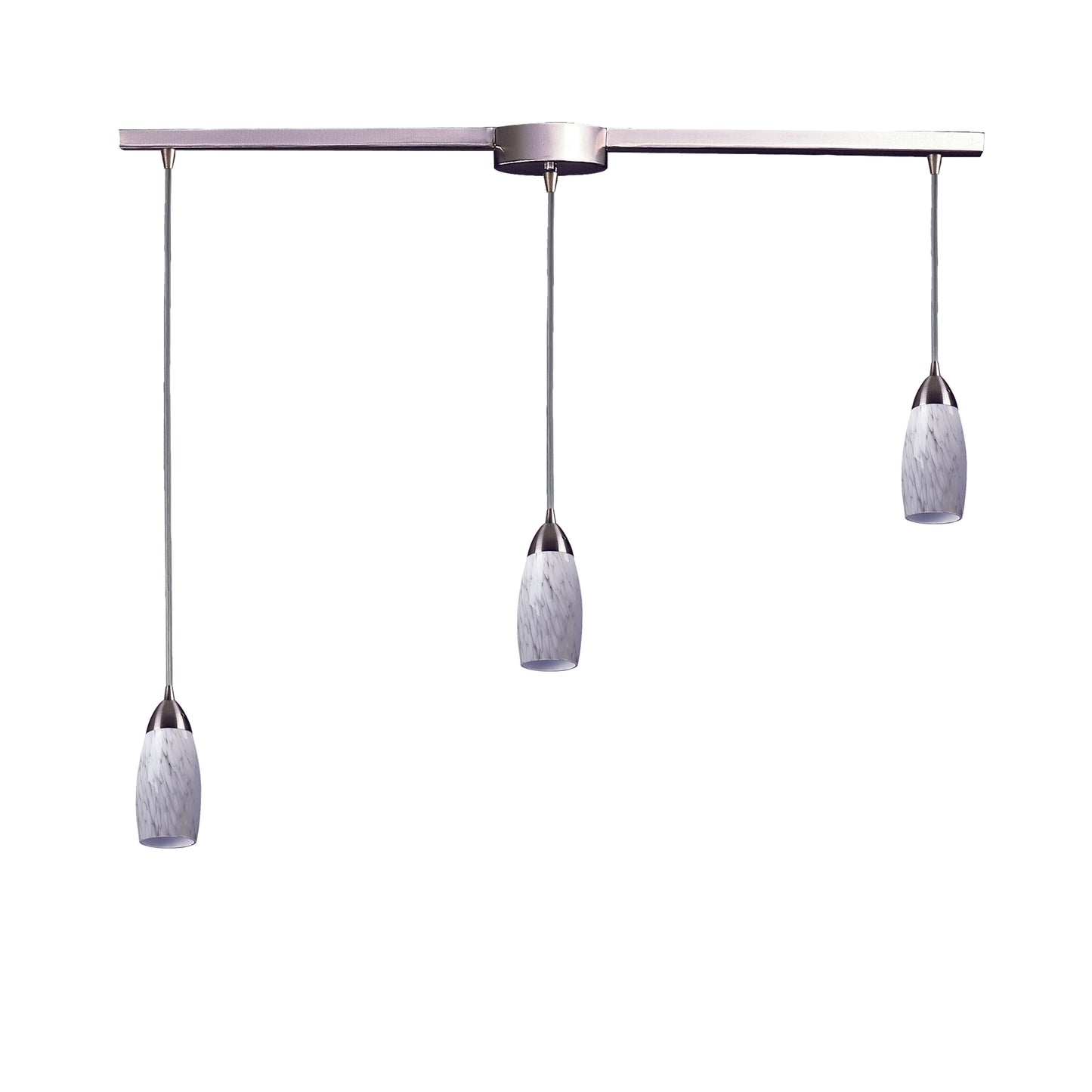 ELK SHOWROOM 110-3L-SW Milan 36'' Wide 3-Light Pendant - Satin Nickel with Snow White Glass