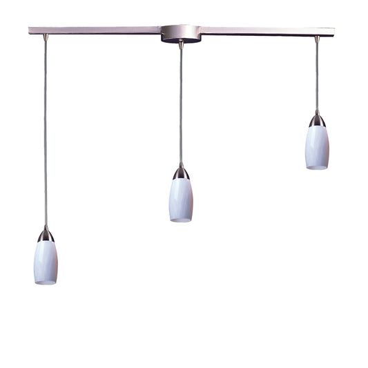 ELK SHOWROOM 110-3L-WH Milan 36'' Wide 3-Light Pendant - Satin Nickel with Simple White Glass