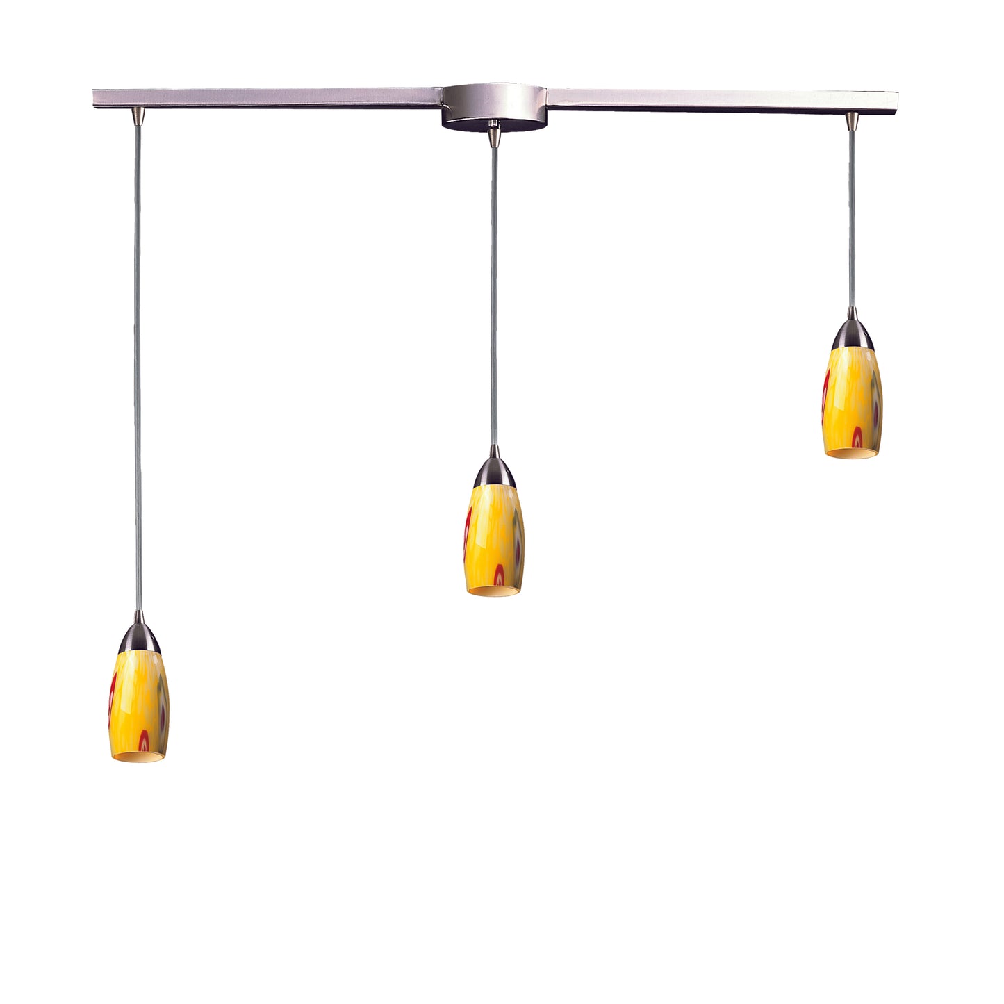 ELK SHOWROOM 110-3L-YW Milan 36'' Wide 3-Light Pendant - Satin Nickel with Yellow Blaze Glass