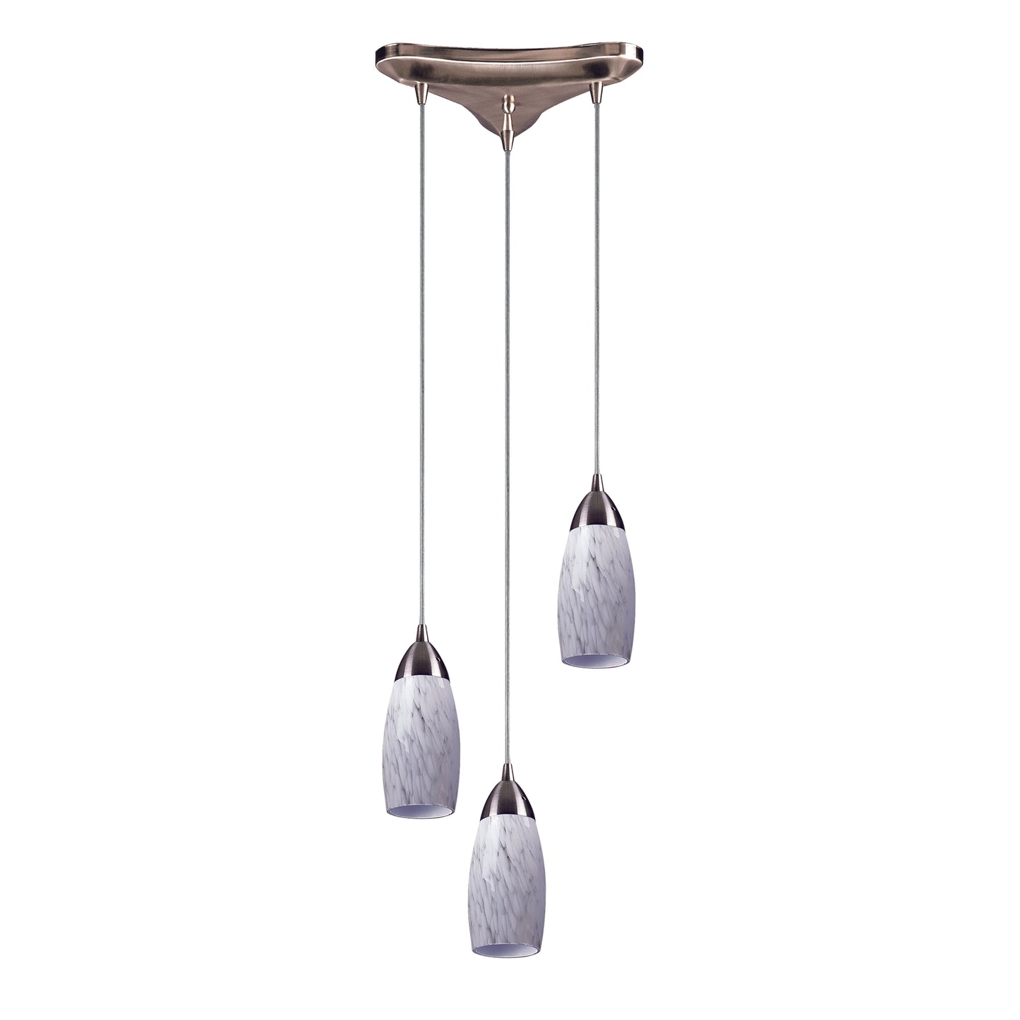 ELK SHOWROOM 110-3SW Milan 10'' Wide 3-Light Pendant - Satin Nickel with Snow White Glass