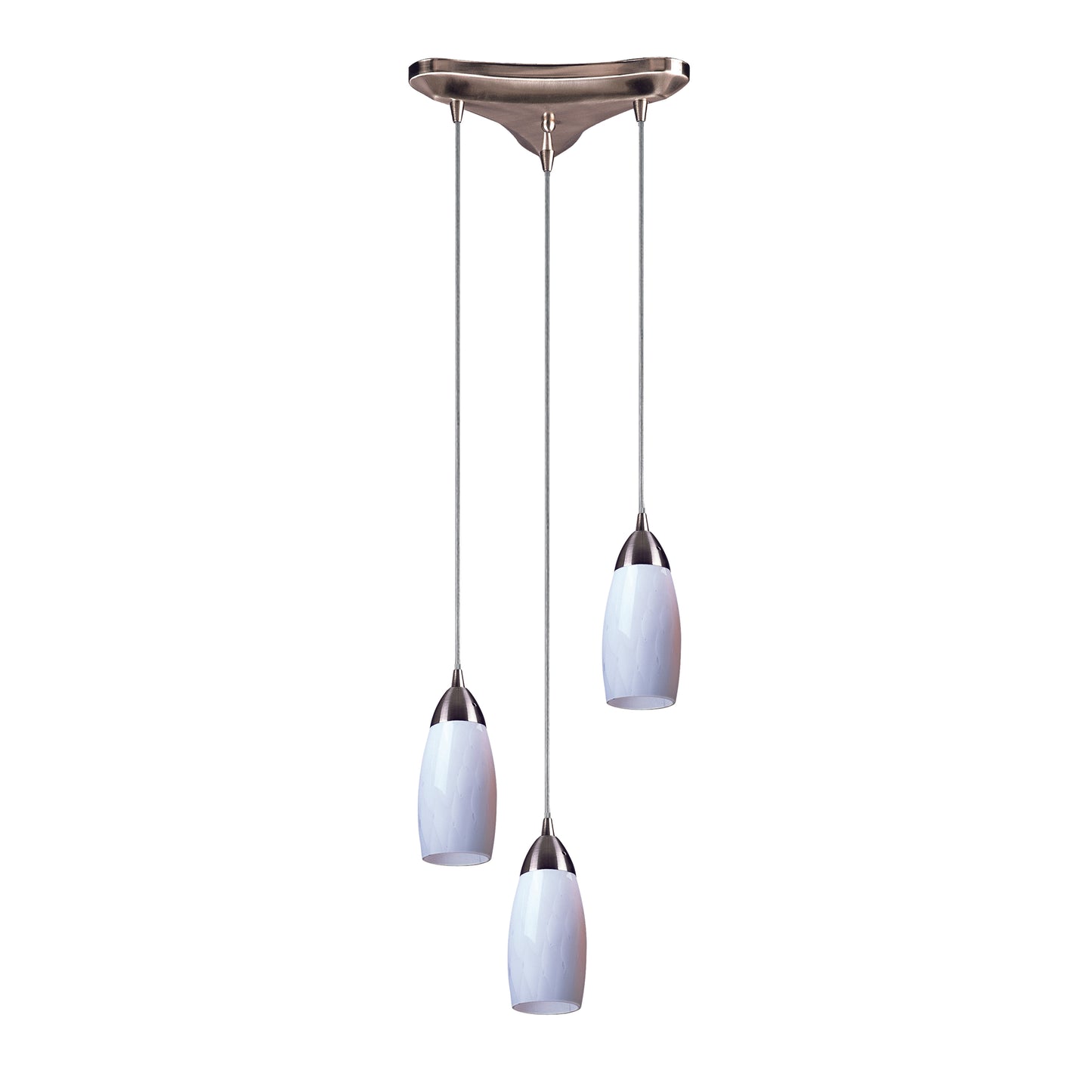 ELK SHOWROOM 110-3WH Milan 10'' Wide 3-Light Pendant - Satin Nickel with Simple White Glass