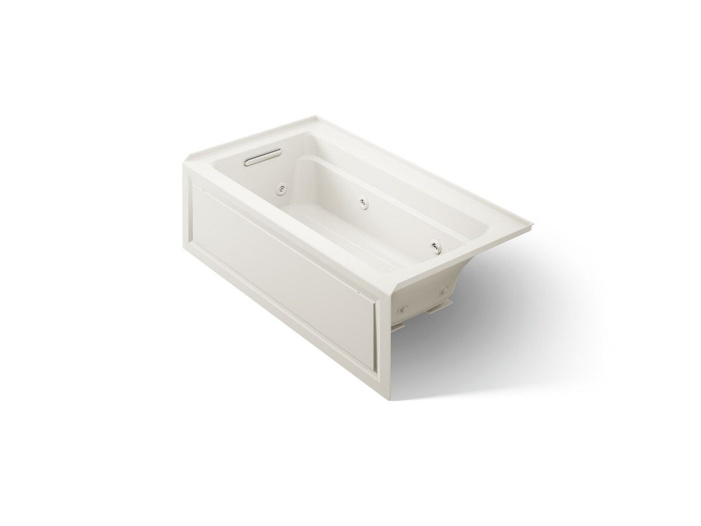 KOHLER K-1122-HL-96 Archer 60" X 32" Alcove Heated Whirlpool Bath, Left Drain - Biscuit