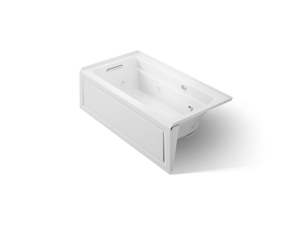 KOHLER K-1122-LAW-0 Archer 60" X 32" Alcove Whirlpool Bath With Bask Heated Surface, Alcove Left Drain - White