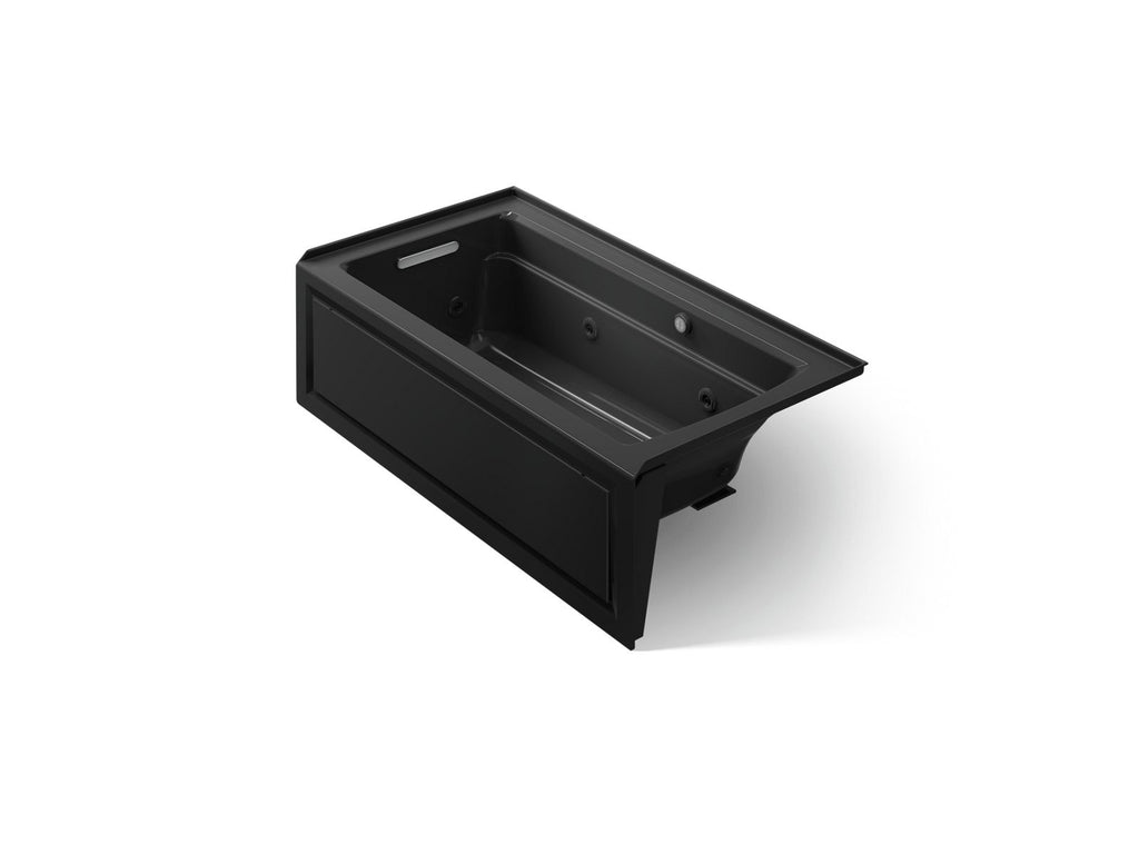 KOHLER K-1122-LAW-7 Archer 60" X 32" Alcove Whirlpool Bath With Bask Heated Surface, Alcove Left Drain - Black Black