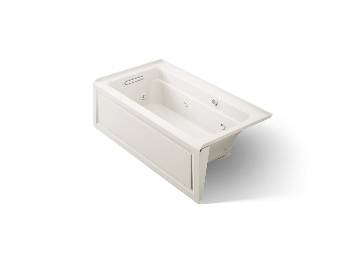 KOHLER K-1122-LAW-96 Archer 60" X 32" Alcove Whirlpool Bath With Bask Heated Surface, Alcove Left Drain - Biscuit