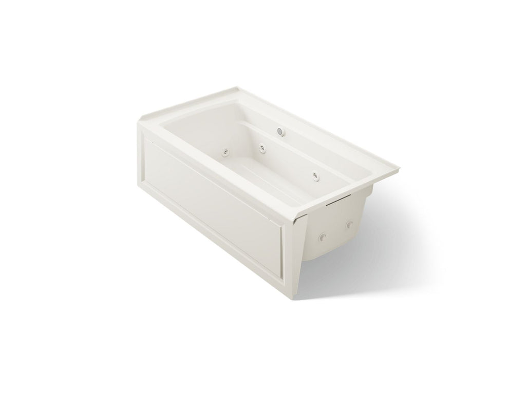 KOHLER K-1122-RAW-96 Archer 60" X 32" Alcove Whirlpool Bath With Bask Heated Surface, Right Drain - Biscuit