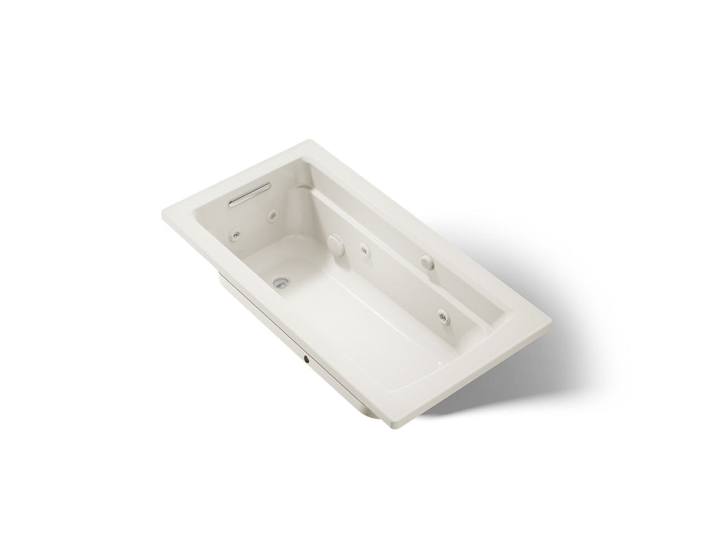 KOHLER K-1122-XHGH-96 Archer 60" X 32" Drop-In Heated Bubblemassage Air Bath And Whirlpool - Biscuit