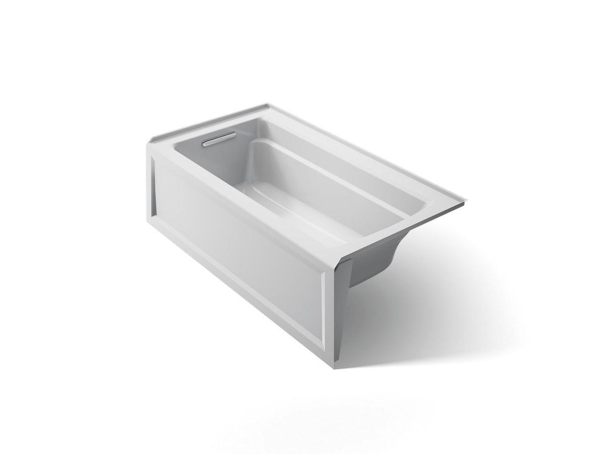 KOHLER K-1123-LAW-95 Archer 60" X 32" Alcove Bath With Bask Heated Surface, Left Drain - Ice Grey