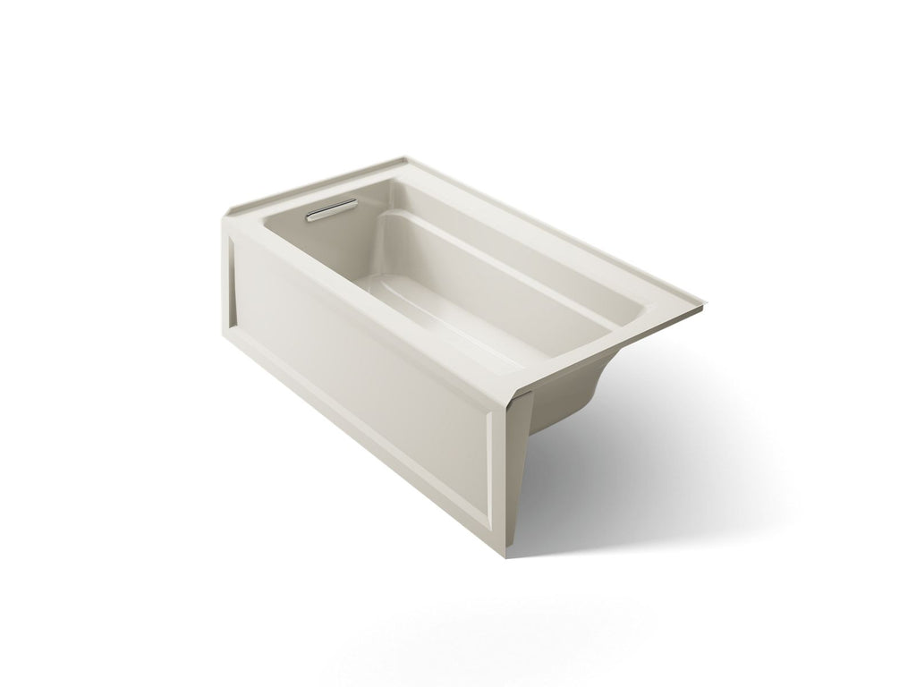 KOHLER K-1123-LAW-96 Archer 60" X 32" Alcove Bath With Bask Heated Surface, Left Drain - Biscuit