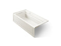 KOHLER K-1124-GHLAW-96 Archer 72" X 36" Alcove Heated Bubblemassage Air Bath With Bask Heated Surface, Left Drain - Biscuit