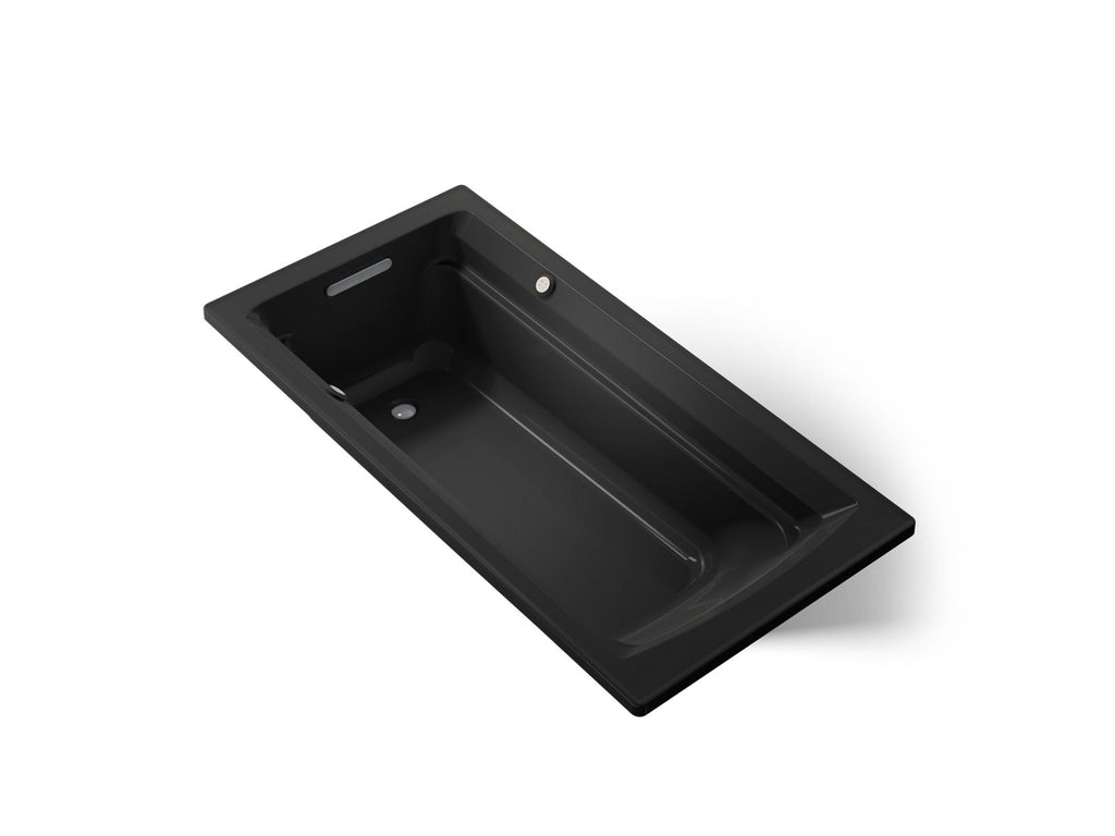 KOHLER K-1124-GHW-7 Archer 72" X 36" Drop-In Heated Bubblemassage Air Bath With Bask Heated Surface - Black Black