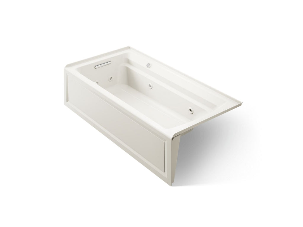 KOHLER K-1124-LAW-96 Archer 72" X 36" Alcove Whirlpool Bath With Bask Heated Surface, Left Drain - Biscuit