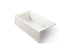 KOHLER K-1124-LAW-96 Archer 72" X 36" Alcove Whirlpool Bath With Bask Heated Surface, Left Drain - Biscuit
