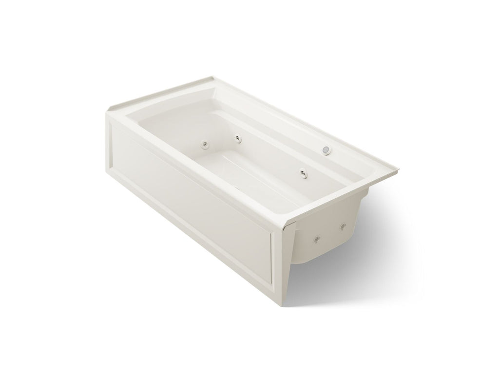 KOHLER K-1124-RAW-96 Archer 72" X 36" Alcove Whirlpool Bath With Bask Heated Surface, Right Drain - Biscuit