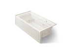 KOHLER K-1124-RAW-96 Archer 72" X 36" Alcove Whirlpool Bath With Bask Heated Surface, Right Drain - Biscuit