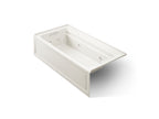 KOHLER K-1124-XGHLA-96 Archer 72" X 36" Alcove Heated Bubblemassage Air Bath And Whirlpool, Left Drain - Biscuit