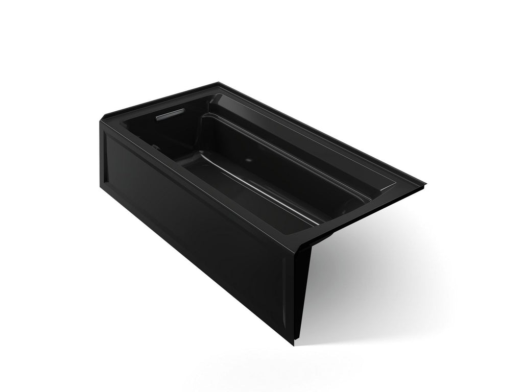 KOHLER K-1125-LAW-7 Archer 72" X 36" Alcove Bath With Bask Heated Surface, Left Drain - Black Black